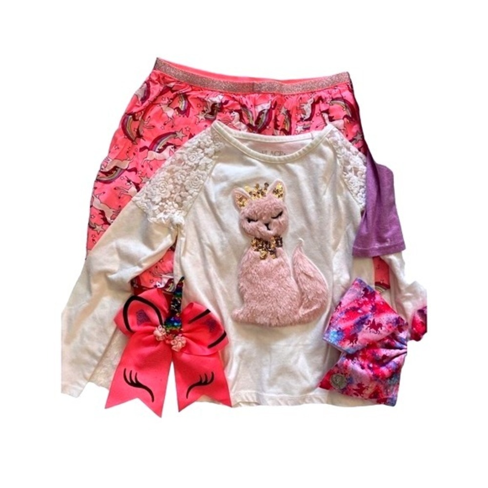 Bundle of‎ girl's clothing 4 pieces top + bottoms +dress